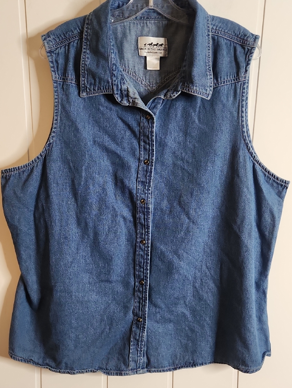 Back in the Saddle Western Cowboy Sleeveless Denim Button-Down Cotton Vest